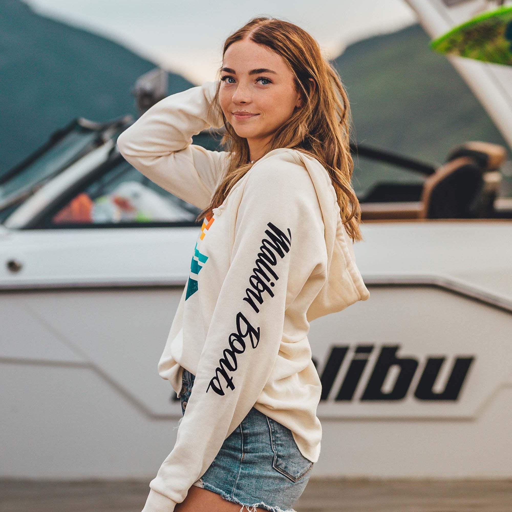 Пуловер с закатом солнца - Женский