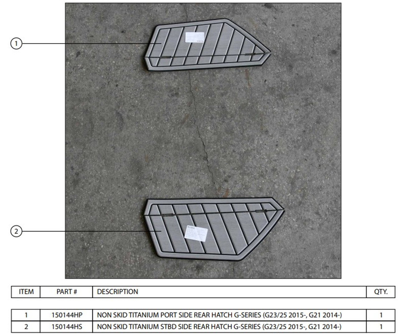 КОМПЛЕКТ ПРОТИВОСКОЛЬЖЕНИЯ ТИТАНОВЫЙ ДЛЯ АКРИЛОВОЙ СТУПЕНЧАТОЙ ПЛАСТИНЫ ДЛЯ ЛОДОК СЕРИИ G