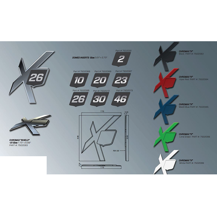 НАКЛЕЙКА - ЗНАЧОК СЕРИИ MASTERCRAFT X (хромированный сатин)