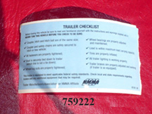 КОНТРОЛЬНЫЙ СПИСОК ПРИЦЕПОВ NMMA 92-02-11-12 