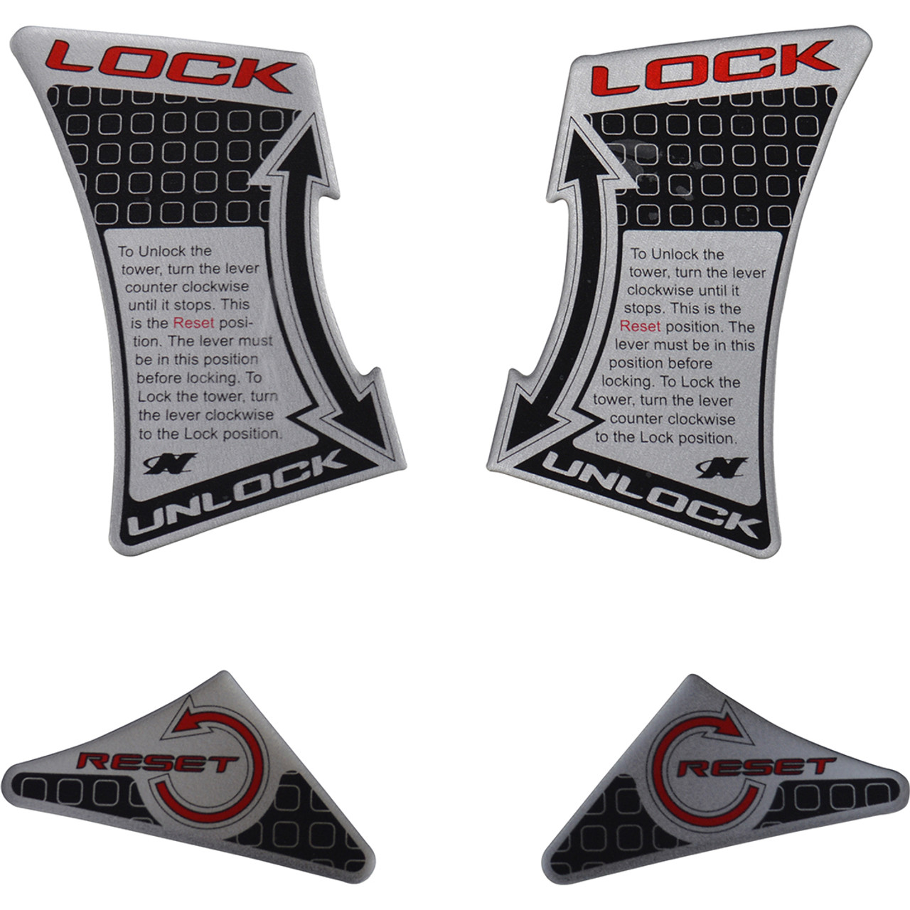 НАКЛЕЙКА, БЛОКИРОВКА/РАЗБЛОКИРОВКА, СБРОС, FCT-3, (КОМПЛЕКТ ИЗ 4)